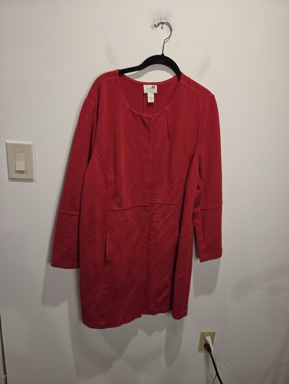 Chicos Size 3 Us Size XL Red Heavy Ribbed Knit Jacket Blazer